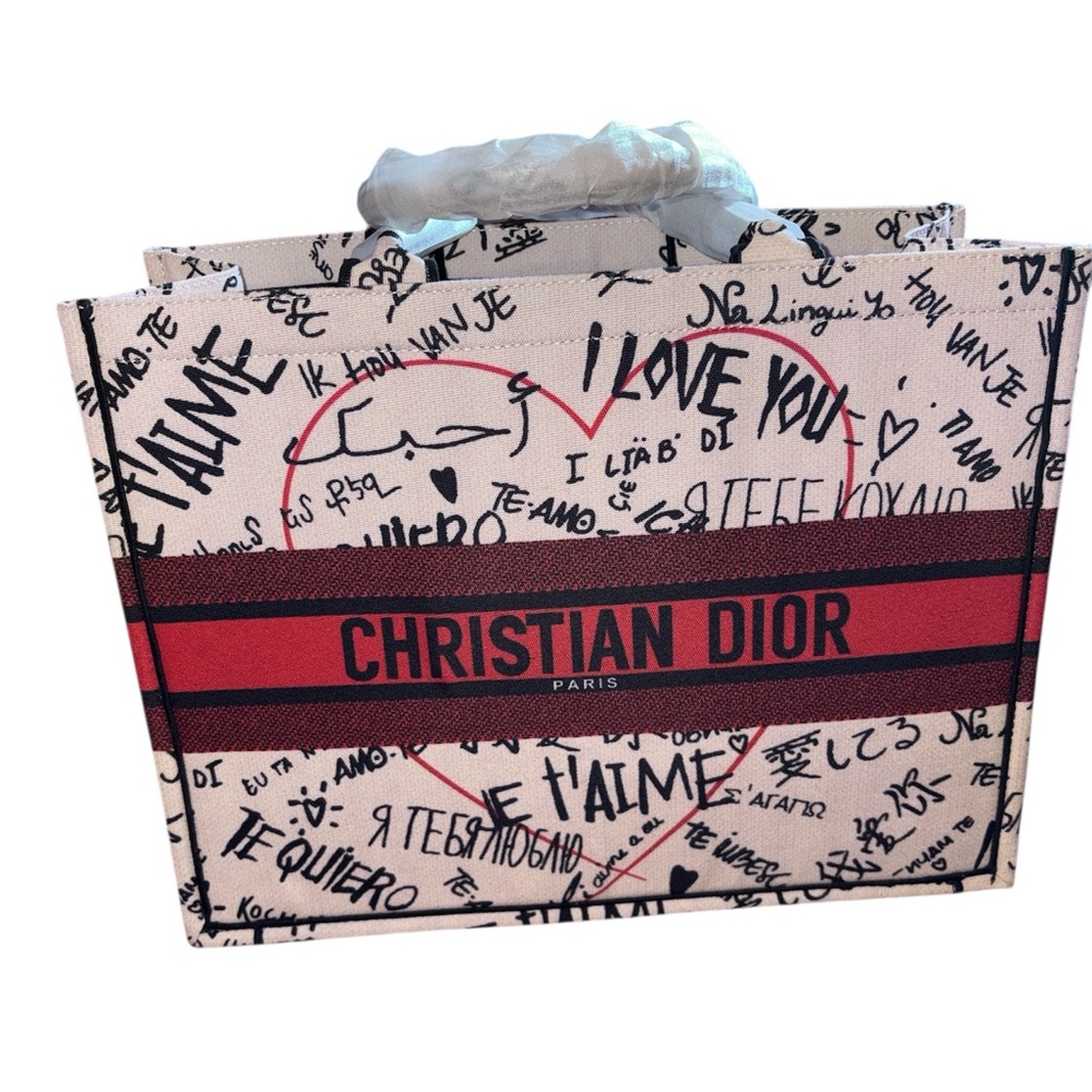 Fashion Luxe Graffiti Tote Bag - White and Red